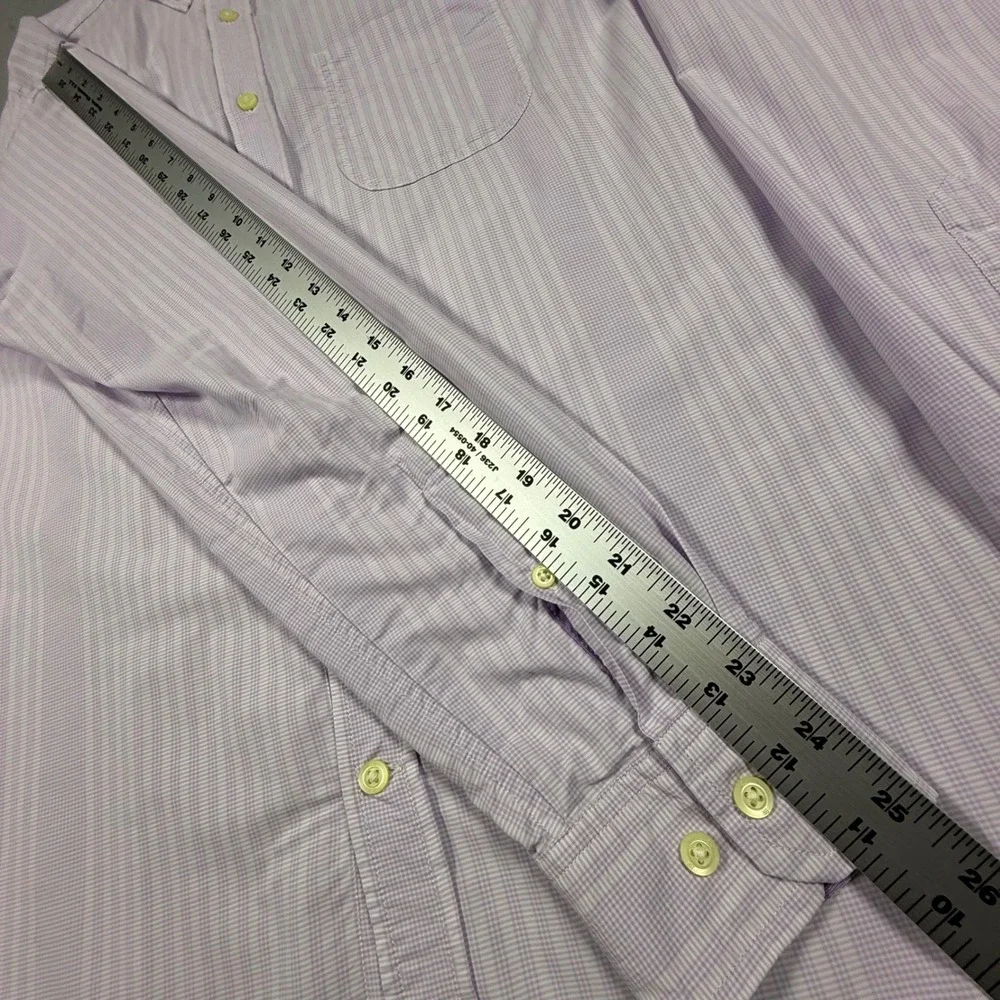 Banana Republic Mens Purple White Check Cotton Button Down Shirt Long Sleeve M